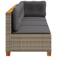 Thumbnail for Gartensofa mit Kissen 3-Sitzer Grau Poly Rattan