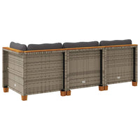 Thumbnail for Gartensofa mit Kissen 3-Sitzer Grau Poly Rattan