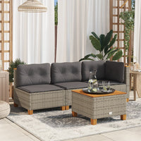 Thumbnail for Gartensofa mit Kissen 3-Sitzer Grau Poly Rattan