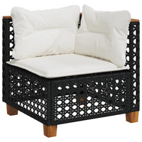 Thumbnail for Garten-Ecksofa mit Kissen Schwarz Poly Rattan