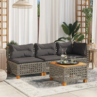 Thumbnail for Garten-Ecksofa mit Kissen Grau Poly Rattan