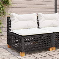 Thumbnail for Gartensofa ohne Armlehnen mit Kissen Schwarz Poly Rattan