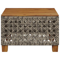 Thumbnail for Gartentisch Grau 55x55x36 cm Poly Rattan Akazienholz