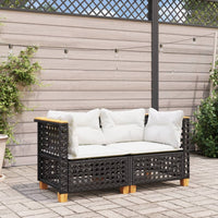Thumbnail for Garten-Ecksofas mit Kissen 2 Stk. Schwarz Poly Rattan