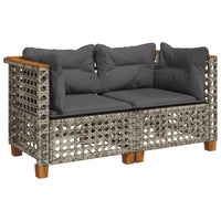 Thumbnail for Garten-Ecksofas mit Kissen 2 Stk. Grau Poly Rattan