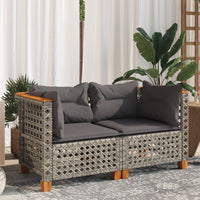 Thumbnail for Garten-Ecksofas mit Kissen 2 Stk. Grau Poly Rattan