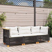 Thumbnail for Gartensofa mit Kissen 3-Sitzer Schwarz Poly Rattan