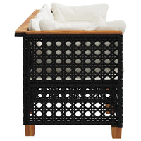 Thumbnail for Gartensofa mit Kissen 3-Sitzer Schwarz Poly Rattan