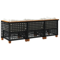 Thumbnail for Gartensofa mit Kissen 3-Sitzer Schwarz Poly Rattan