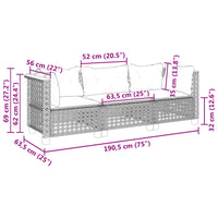 Thumbnail for Gartensofa mit Kissen 3-Sitzer Schwarz Poly Rattan