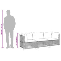 Thumbnail for Gartensofa mit Kissen 3-Sitzer Schwarz Poly Rattan