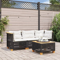 Thumbnail for Gartensofa mit Kissen 3-Sitzer Schwarz Poly Rattan