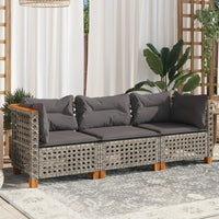 Thumbnail for Gartensofa mit Kissen 3-Sitzer Grau Poly Rattan