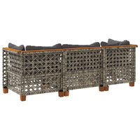 Thumbnail for Gartensofa mit Kissen 3-Sitzer Grau Poly Rattan