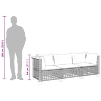 Thumbnail for Gartensofa mit Kissen 3-Sitzer Grau Poly Rattan