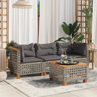 Thumbnail for Gartensofa mit Kissen 3-Sitzer Grau Poly Rattan
