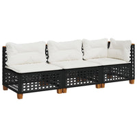 Thumbnail for Gartensofa mit Kissen 3-Sitzer Schwarz Poly Rattan