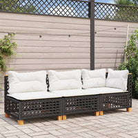Thumbnail for Gartensofa mit Kissen 3-Sitzer Schwarz Poly Rattan