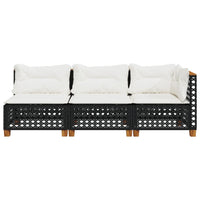 Thumbnail for Gartensofa mit Kissen 3-Sitzer Schwarz Poly Rattan