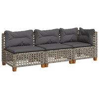 Thumbnail for Gartensofa mit Kissen 3-Sitzer Grau Poly Rattan