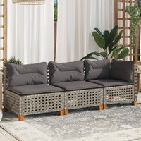Thumbnail for Gartensofa mit Kissen 3-Sitzer Grau Poly Rattan