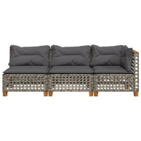 Thumbnail for Gartensofa mit Kissen 3-Sitzer Grau Poly Rattan