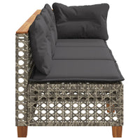 Thumbnail for Gartensofa mit Kissen 3-Sitzer Grau Poly Rattan