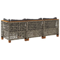 Thumbnail for Gartensofa mit Kissen 3-Sitzer Grau Poly Rattan
