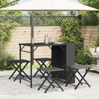 Thumbnail for 5-tlg. Garten-Essgruppe Faltbar Schwarz Poly Rattan