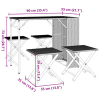 Thumbnail for 5-tlg. Garten-Essgruppe Faltbar Schwarz Poly Rattan