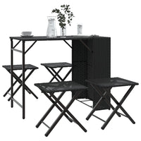 Thumbnail for 5-tlg. Garten-Essgruppe Faltbar Schwarz Poly Rattan