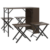 Thumbnail for 5-tlg. Garten-Essgruppe Klappbar Braun Poly Rattan