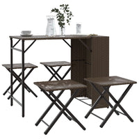 Thumbnail for 5-tlg. Garten-Essgruppe Klappbar Braun Poly Rattan