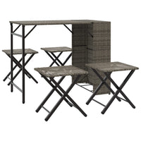 Thumbnail for 5-tlg. Garten-Essgruppe Klappbar Grau Poly Rattan