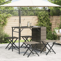 Thumbnail for 5-tlg. Garten-Essgruppe Klappbar Grau Poly Rattan