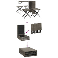 Thumbnail for 5-tlg. Garten-Essgruppe Klappbar Grau Poly Rattan