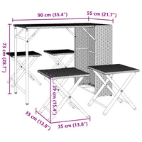 Thumbnail for 5-tlg. Garten-Essgruppe Klappbar Grau Poly Rattan