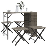 Thumbnail for 5-tlg. Garten-Essgruppe Klappbar Grau Poly Rattan