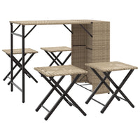 Thumbnail for 5-tlg. Garten-Essgruppe Klappbar Beige Poly Rattan
