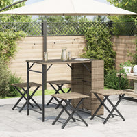 Thumbnail for 5-tlg. Garten-Essgruppe Klappbar Beige Poly Rattan
