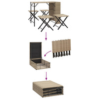 Thumbnail for 5-tlg. Garten-Essgruppe Klappbar Beige Poly Rattan
