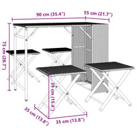 Thumbnail for 5-tlg. Garten-Essgruppe Klappbar Beige Poly Rattan