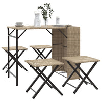 Thumbnail for 5-tlg. Garten-Essgruppe Klappbar Beige Poly Rattan