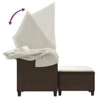 Thumbnail for Gartensofa 2-Sitzer mit Dach und Hockern Braun Poly Rattan