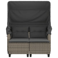 Thumbnail for Gartensofa 2-Sitzer mit Dach und Hockern Grau Poly Rattan