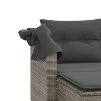 Thumbnail for Gartensofa 2-Sitzer mit Dach und Hockern Grau Poly Rattan