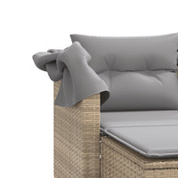 Thumbnail for Gartensofa 2-Sitzer mit Dach und Hockern Beige Poly Rattan
