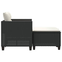 Thumbnail for Gartensofa 2-Sitzer mit Hockern Schwarz Poly Rattan