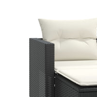 Thumbnail for Gartensofa 2-Sitzer mit Hockern Schwarz Poly Rattan
