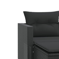 Thumbnail for Gartensofa 2-Sitzer mit Hockern Schwarz Poly Rattan